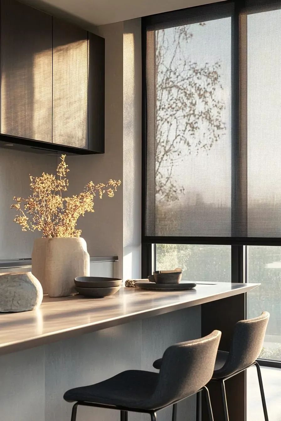 Cortina roller screen motorizada para un ventanal grande en La Dehesa